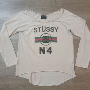 Stussy Beige Graphic Long Sleeve Tee